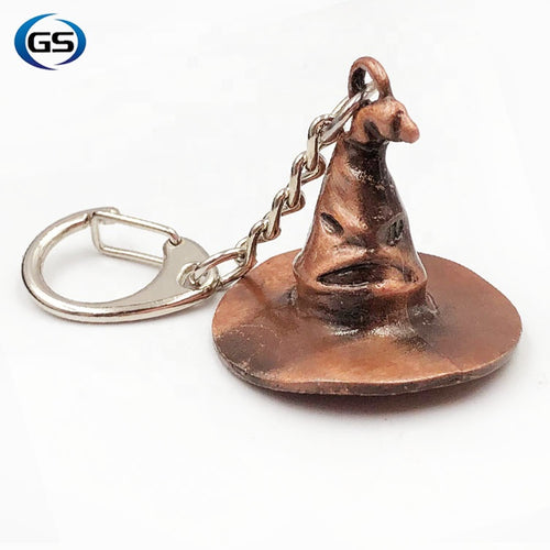 Harry Potter Inspired Sorting Hat Keychain Gryffindor Slytherin Hufflepuff Ravenclaw KC-015 - www.ChallengeCoinCreations.com