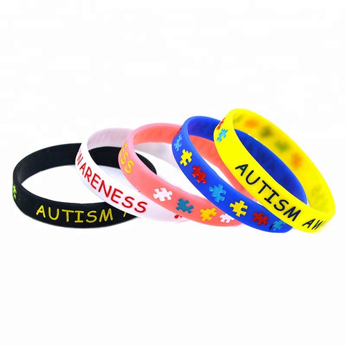 Autism Awareness Silicone Bracelets 6 colors Available Individual or as a Set of 6 - www.ChallengeCoinCreations.com