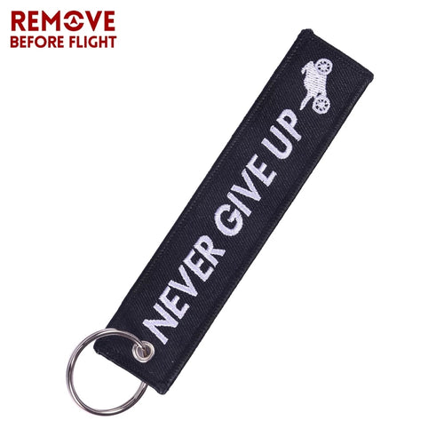 NEVER GIVE UP Keychain Luggage Tag Motorcycle Bike Week Harley Kawasaki Suzuki Honda Yamaha Sturgis LKC-70 - www.ChallengeCoinCreations.com