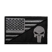 Load image into Gallery viewer, USA FLAG Skull Punisher Tactical Patch Army Marines Morale Hook and Loop FREE USA SHIPPING  SHIPS FROM USA PAT-568 (E)