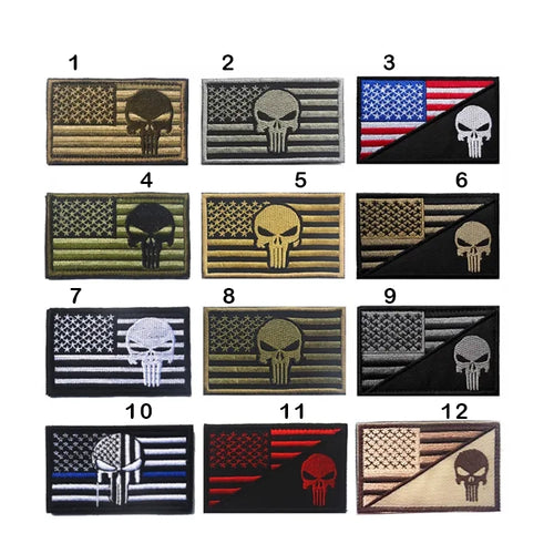 USA FLAG Skull Punisher Tactical Patch Army Marines Morale Hook and Loop FREE USA SHIPPING  SHIPS FROM USA PAT-568 (E)