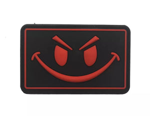 Red Version Funny Evil Smile Grin Tactical Patch Army Marines Morale Hook and Loop FREE USA SHIPPING  SHIPS FROM USA PAT-182