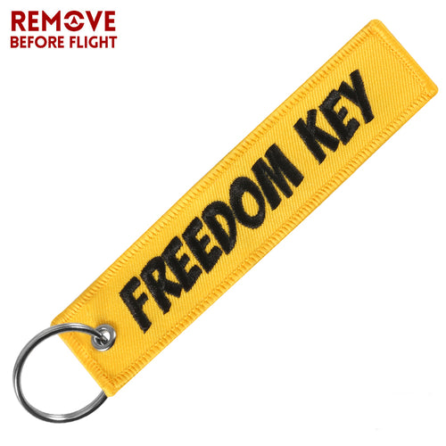 YELLOW FREEDOM KEY  Keychain Luggage Tag Motorcycle Bike Week Harley Kawasaki Suzuki Honda Yamaha Sturgis LKC-60 - www.ChallengeCoinCreations.com