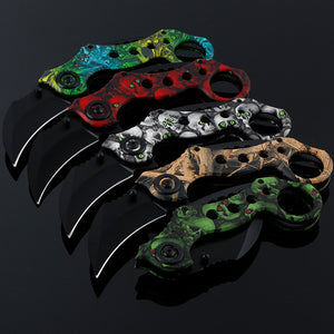 CAMO  outdoor game hunting folding training karambit cargo knife - www.ChallengeCoinCreations.com