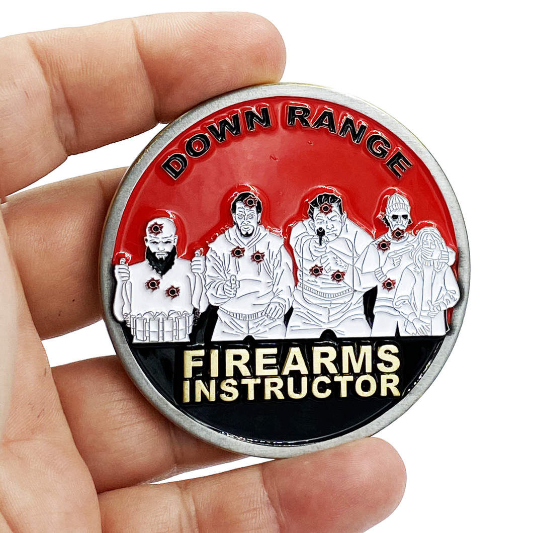 Firearms Instructor Down Range Police Military Target Challenge Coin DL3-07 - www.ChallengeCoinCreations.com