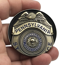 Load image into Gallery viewer, PSP Pennsylvania State Police Trooper Saint Michael Patron Saint Challenge Coin ST. MICHAEL BL11-001 - www.ChallengeCoinCreations.com