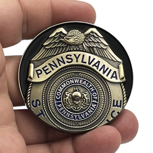 PSP Pennsylvania State Police Trooper Saint Michael Patron Saint Challenge Coin ST. MICHAEL BL11-001 - www.ChallengeCoinCreations.com