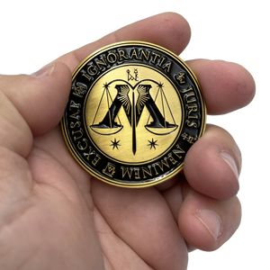 Department of Magical Law Enforcement DMLE Challenge Coin inspired by Harry Potter EL8-021 - www.ChallengeCoinCreations.com
