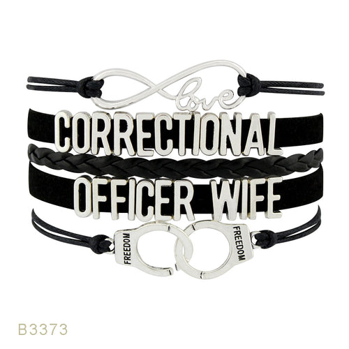 Correctional Officer's Wife Bracelet Love Infinity Handcuffs Thin Gray Line Officers Wife Corrections The Grey Line - www.ChallengeCoinCreations.com