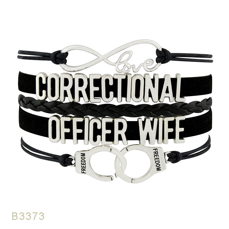Correctional Officer's Wife Bracelet Love Infinity Handcuffs Thin Gray Line Officers Wife Corrections The Grey Line - www.ChallengeCoinCreations.com