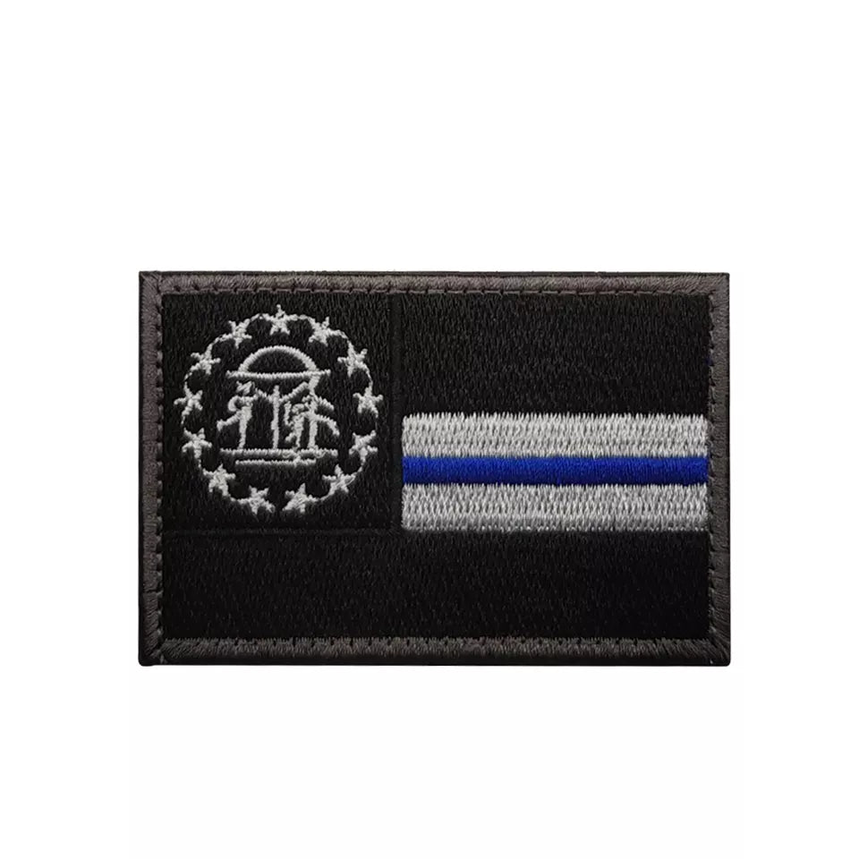 Subdued Georgia Thin Blue Line State Flag Embroidered Hook and Loop Morale Patch Army Navy USMC Air Force LEO FREE USA SHIPPING SHIPS FROM USA PAT-328