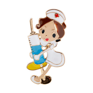 Medical Nurse With Syringe Inspired Pin Vaccine Hospital Front Line Essential Worker P-057 - www.ChallengeCoinCreations.com