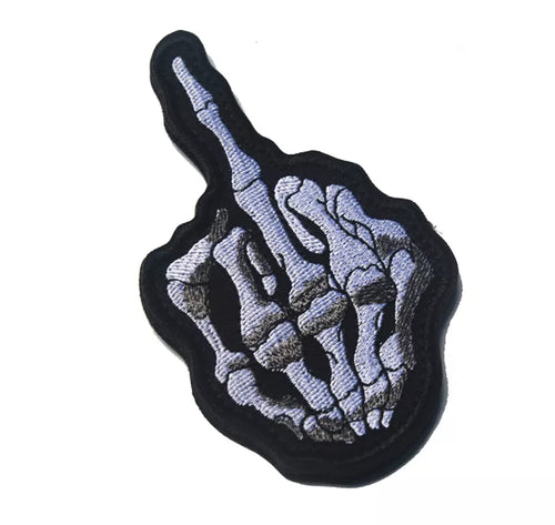 Skeleton Flipping Bird Finger Number One Tactical Patch Army Marines Morale Hook and Loop FREE USA SHIPPING  SHIPS FROM USA V00293  PAT-141