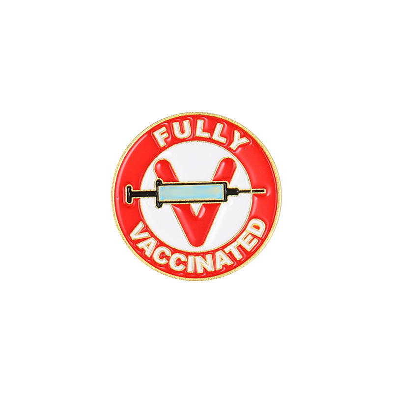 FULLY VACCINATED Gold Color Pin Pandemic Operation Warp Speed Police First Responder Nurse Doctor EMT Fire Fighter Military P-117 - www.ChallengeCoinCreations.com