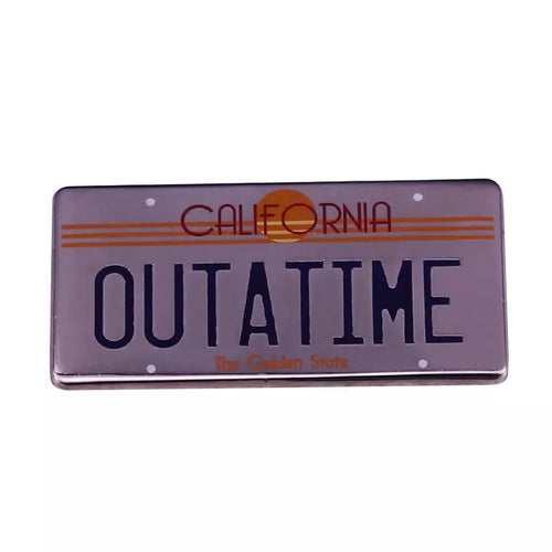 Back to the Future inspired 2015 OUTATIME Delorean California License Plate Pin FREE USA SHIPPING SHIPS FROM USA P-177
