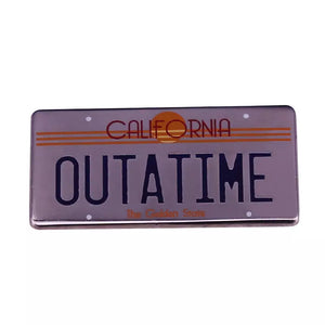 Back to the Future inspired 2015 OUTATIME Delorean California License Plate Pin FREE USA SHIPPING SHIPS FROM USA P-177