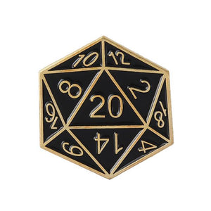 Dungeons and Dragons Inspired D20 Gold 20 Sided Dice Fantasy Role Playing Pin DD4 - www.ChallengeCoinCreations.com