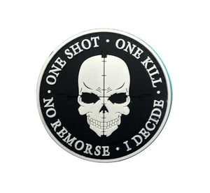 Sniper Skull One Shot One Kill No Remorse I Decide PVC Hook and Loop Morale Patch FREE USA SHIPPING SHIPS FROM USA PAT-488