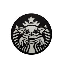 Load image into Gallery viewer, Baby Yoda Glow in the Dark Parody Starbucks Hook and Loop Morale Patch Army Navy USMC Air Force LEO PAT-33
