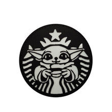 Load image into Gallery viewer, Baby Yoda Glow in the Dark Parody Starbucks Hook and Loop Morale Patch Army Navy USMC Air Force LEO PAT-33
