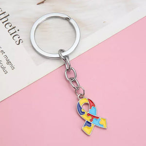 Autism Awareness Puzzle Pieces Ribbon Keychain FREE USA SHIPPING SHIPS FROM USA KC-041C