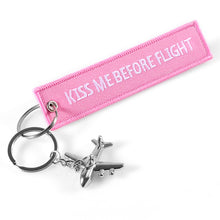 Load image into Gallery viewer, Kiss Me Before Flight Keychain Luggage Tag Flight Attendant Purser First Officer Pilot Airlines Navigator Flight Crew LKC-44, LKC-45, LKC-46 - www.ChallengeCoinCreations.com