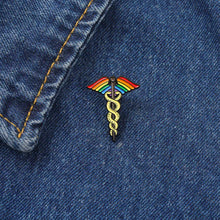Load image into Gallery viewer, Medical Nurse Doctor Symbol Enamel Pin Rainbow Front Line Essential Worker P-164B