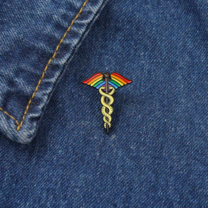 Medical Nurse Doctor Symbol Enamel Pin Rainbow Front Line Essential Worker P-164B