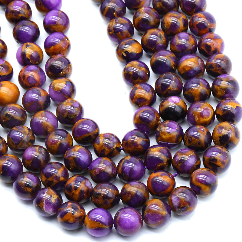 Purple Cloisonne 8MM Beads Natural 15