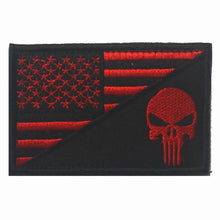 Load image into Gallery viewer, USA FLAG Skull Punisher Tactical Patch Army Marines Morale Hook and Loop FREE USA SHIPPING  SHIPS FROM USA PAT-568 (E)