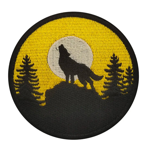 Wolf Howling Moon Baying Silhouette Lone Alpha Hiking Outdoors Embroidered Hook and Loop Tactical Morale Patch FREE USA SHIPPING SHIPS FREE FROM USA PAT-662