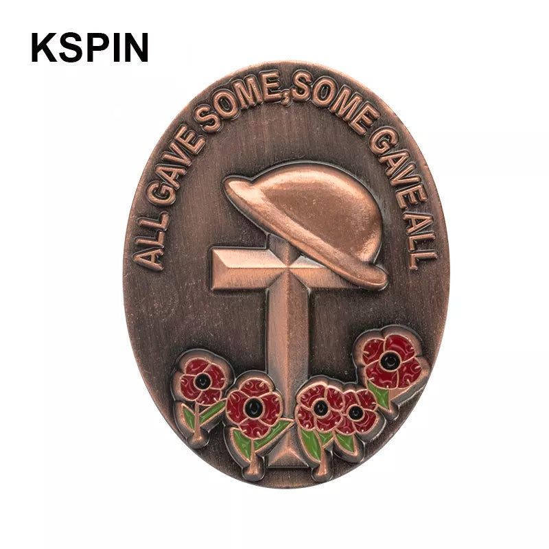 Helmet on Cross With Poppies Pin American Legion Veterans Day Lest We Forget Army Navy Air Force Marines Coast Guard Merchant Marines FREE USA SHIPPING  SHIPS FROM USA P-200