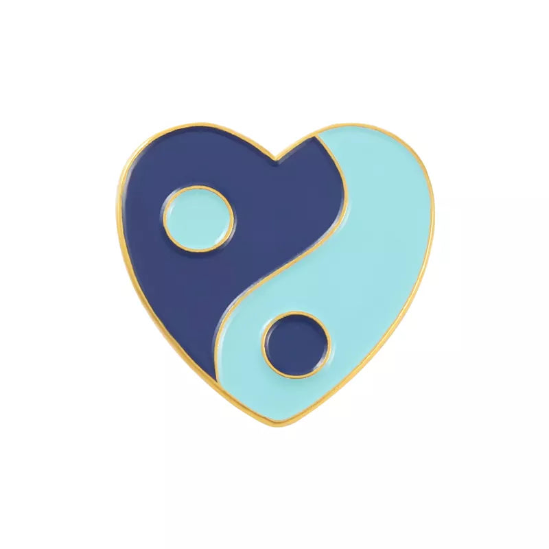 Heart Shaped Yin Yang Taichi Enamel Lapel Pin Tai Chi FREE SHIPPING SHIPS FROM USA P-171/172