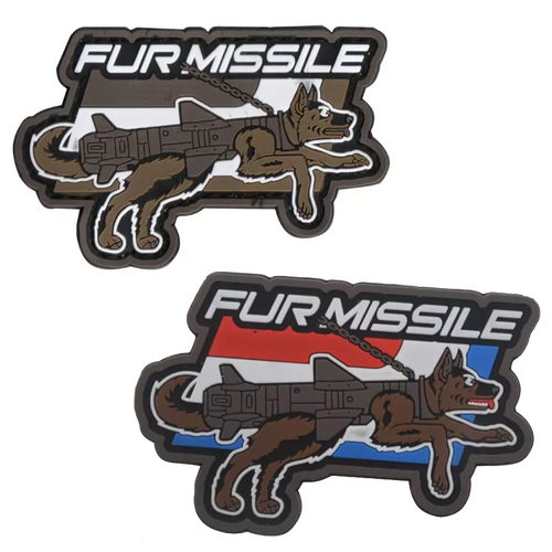 K9 Canine Fur Missile Dogs Of War PVC Hook and Loop Morale  Patch Army Navy USMC Air Force LEO FREE USA SHIPPING SHIPS FROM USA P-00153-1/2 PAT-343/A (E)