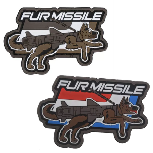K9 Canine Fur Missile Dogs Of War PVC Hook and Loop Morale  Patch Army Navy USMC Air Force LEO FREE USA SHIPPING SHIPS FROM USA P-00153-1/2 PAT-343/A
