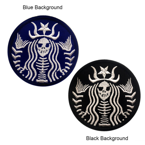 Starbucks Inspired Mermaid Skeleton Zombie Hook and Loop Morale Patch Army Navy USMC Air Force LEO PAT-21/22 (E)
