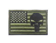 Load image into Gallery viewer, USA FLAG Skull Punisher Tactical Patch Army Marines Morale Hook and Loop FREE USA SHIPPING  SHIPS FROM USA PAT-568 (E)