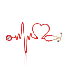 Load image into Gallery viewer, Heart Heartbeat Stethoscope EKG Medical Nurse Doctor EMT EMS Pin Brooch P-018 - www.ChallengeCoinCreations.com