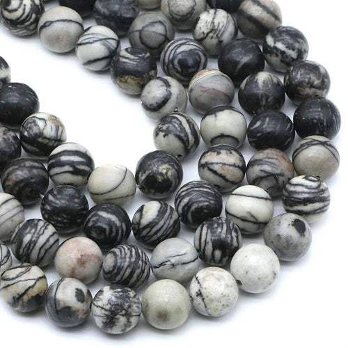 Black Picasso Jasper 8MM Beads Natural 15