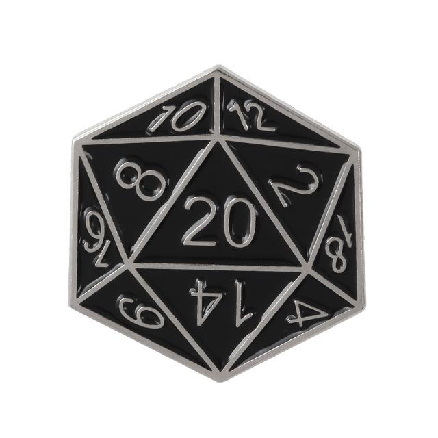 Dungeons and Dragons Inspired D20 Silver 20 Sided Dice Fantasy Role Playing Pin DD5 - www.ChallengeCoinCreations.com
