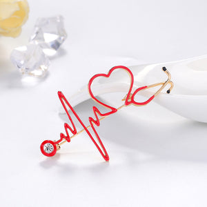 Heart Heartbeat Stethoscope EKG Medical Nurse Doctor EMT EMS Pin Brooch P-018 - www.ChallengeCoinCreations.com