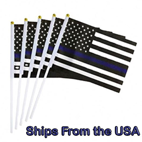 Thin Blue Line Handheld Flags (set of 5) LEO Police Officer Sheriff Deputy CBP FBI Law Enforcement - www.ChallengeCoinCreations.com