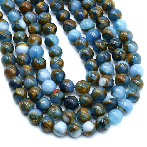 Blue Cloisonne  8MM Beads Natural 15
