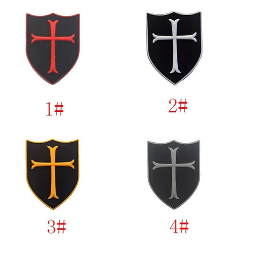 Masonic Templar Cross on Shield PVC Hook and Loop Morale Patch FREE USA SHIPPING SHIPS FROM USA PAT-526 (E)
