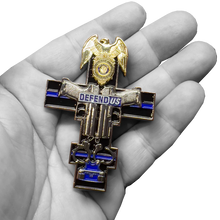 Load image into Gallery viewer, Hialeah Police Department Thin Blue Line St. Michael Cross Challenge Coin medallion GL10-005