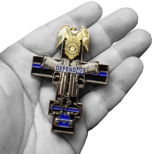 Hialeah Police Department Thin Blue Line St. Michael Cross Challenge Coin medallion GL10-005