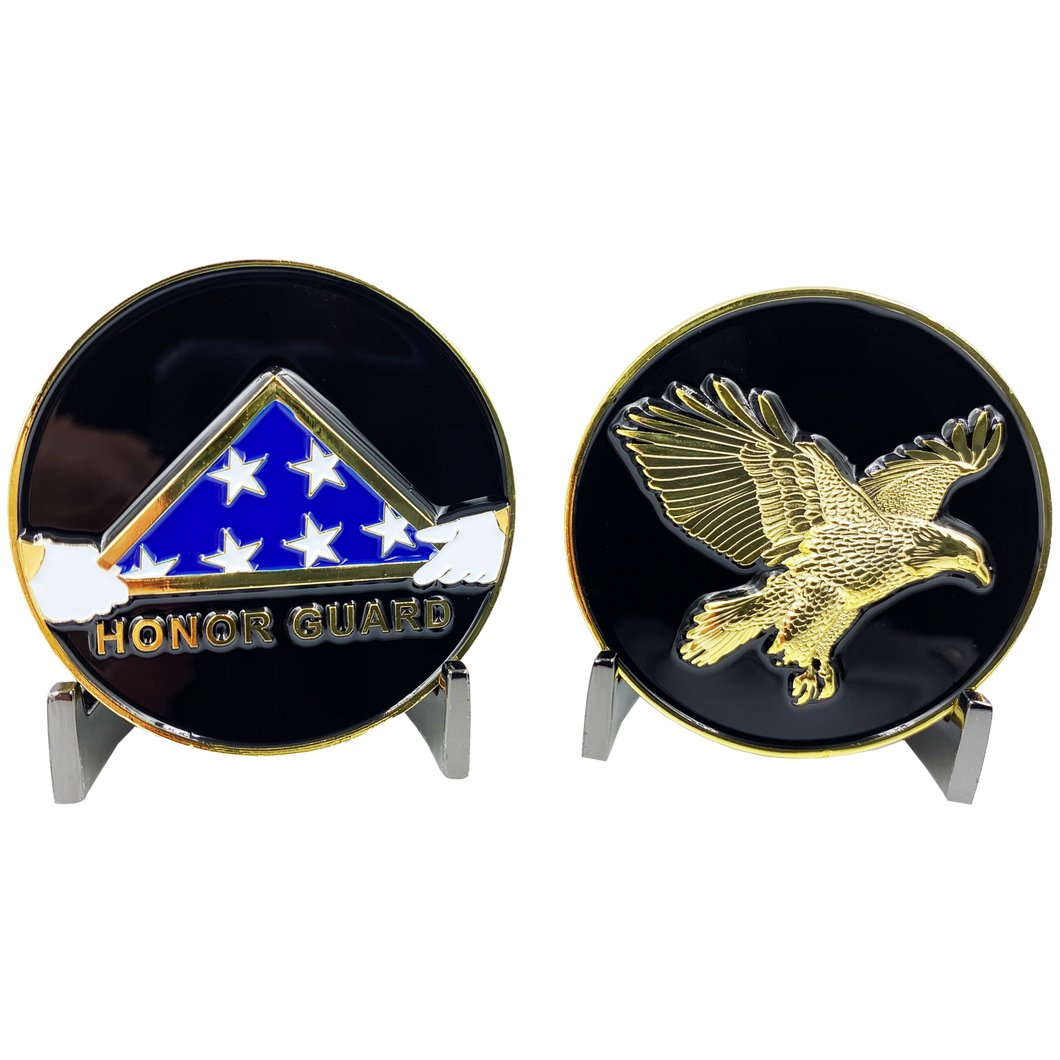 Honor Guard Challenge Coin Police Military Folded Flag Eagle CL-II - www.ChallengeCoinCreations.com