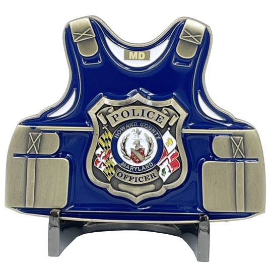 Howard County Maryland Police Department Police Officer Body Armor Challenge Coin BL8-007 - www.ChallengeCoinCreations.com