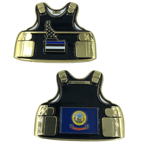 Idaho LEO Thin Blue Line Police Body Armor State Flag Challenge Coins C-011 - www.ChallengeCoinCreations.com
