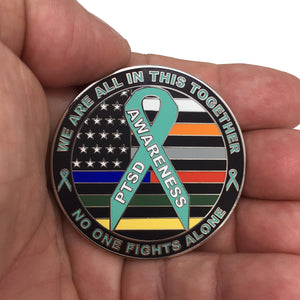 PTSD Awareness Challenge Coin Police Fire CBP Border Patrol Dispatch Rescue USCG EMS Corrections N-001D